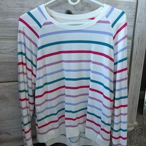 Thread & Supply Striped Long Sleeve Tee - White, Pink, Blue